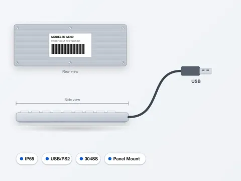 IK-M300 Stainless Steel Panel Mount Keyboard - image 4