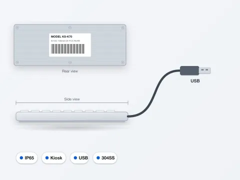 KS-K70 Stainless Steel Kiosk Keyboard, Rear Mount - image 4
