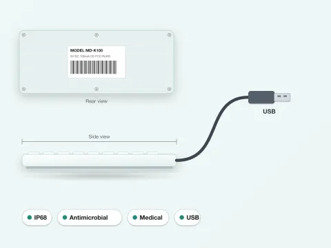 MD-K100 Antimicrobial Sealed Medical Keyboard - image 4