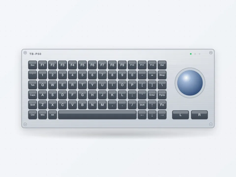 TB-P50 Panel Mount Keyboard with 50 mm Trackball & Function Keys