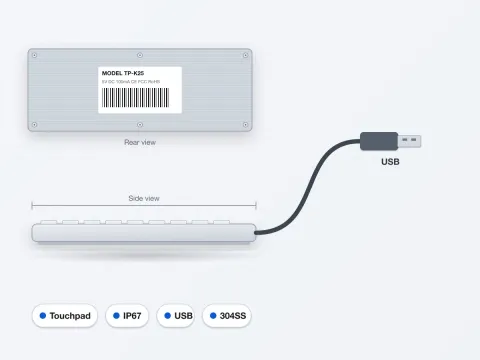 TP-K25 Industrial Keyboard with Touchpad - image 4