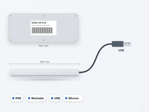 WS-K108 IP68 Washable Silicone Keyboard - image 4