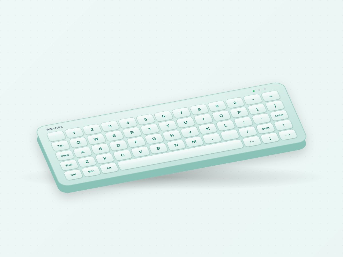 WS-R85 Flexible Silicone Keyboard with Magnetic Mount
