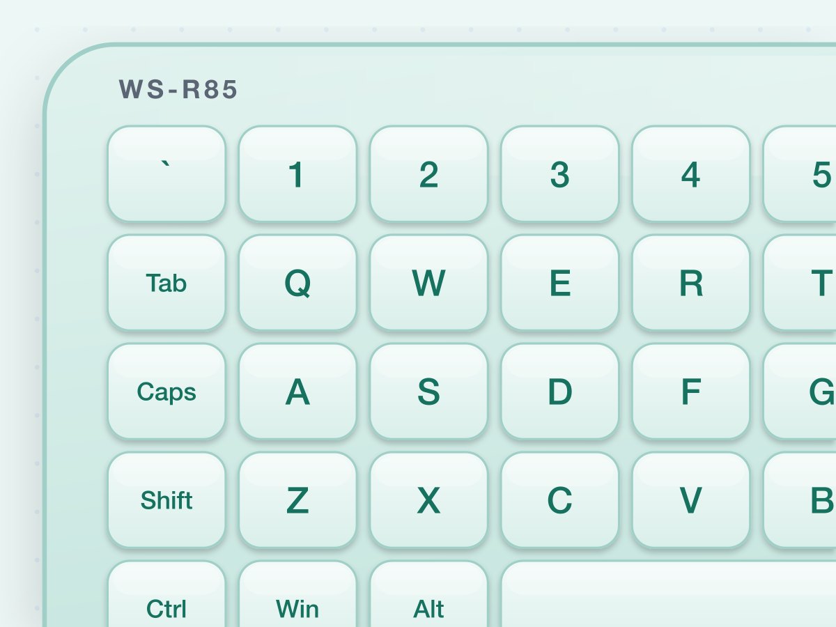 WS-R85 Flexible Silicone Keyboard with Magnetic Mount