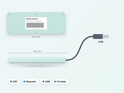 WS-R85 Flexible Silicone Keyboard with Magnetic Mount - image 4